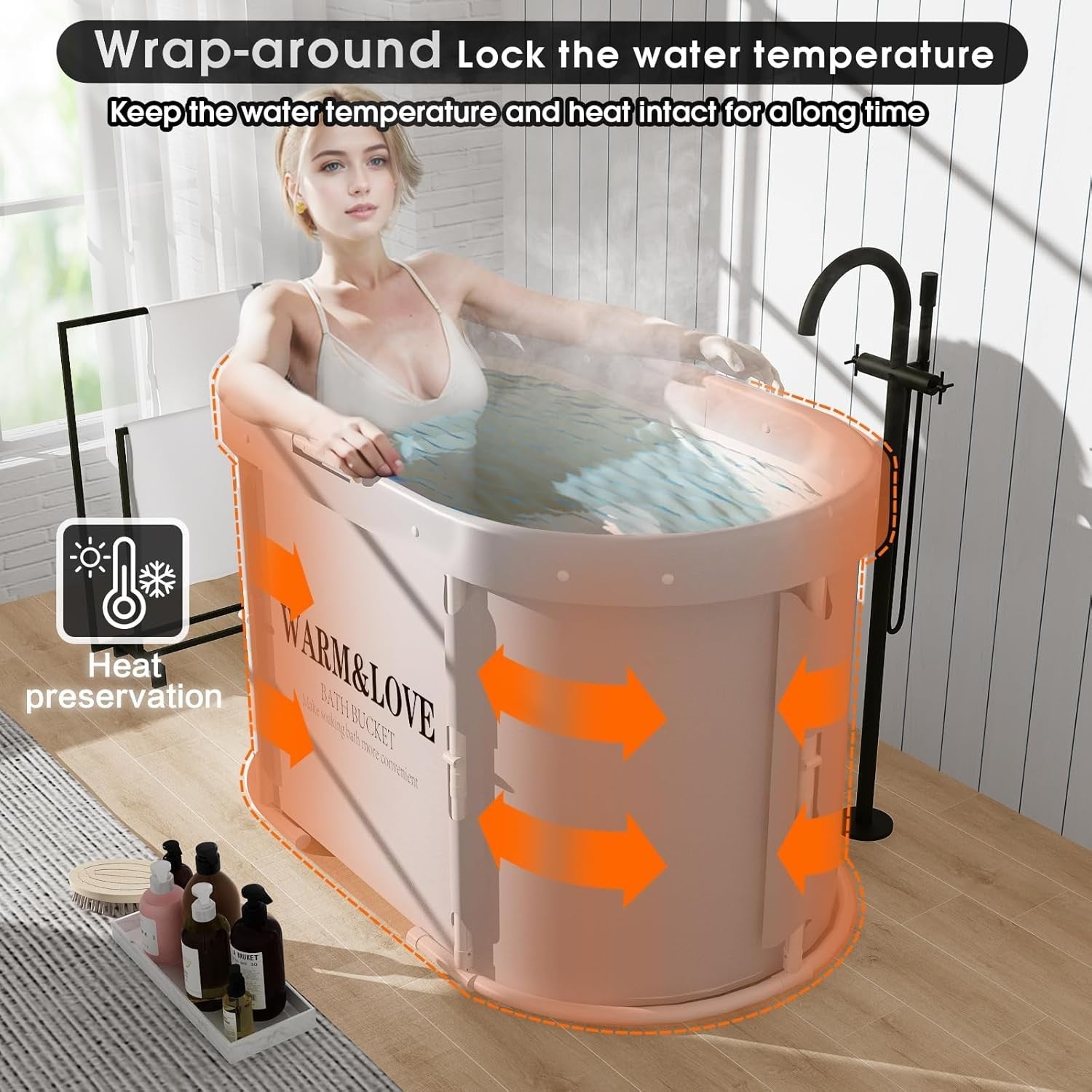 Portable Foldable Adult Bathtub 94x55x56cm Hot & Ice Sauna Bath