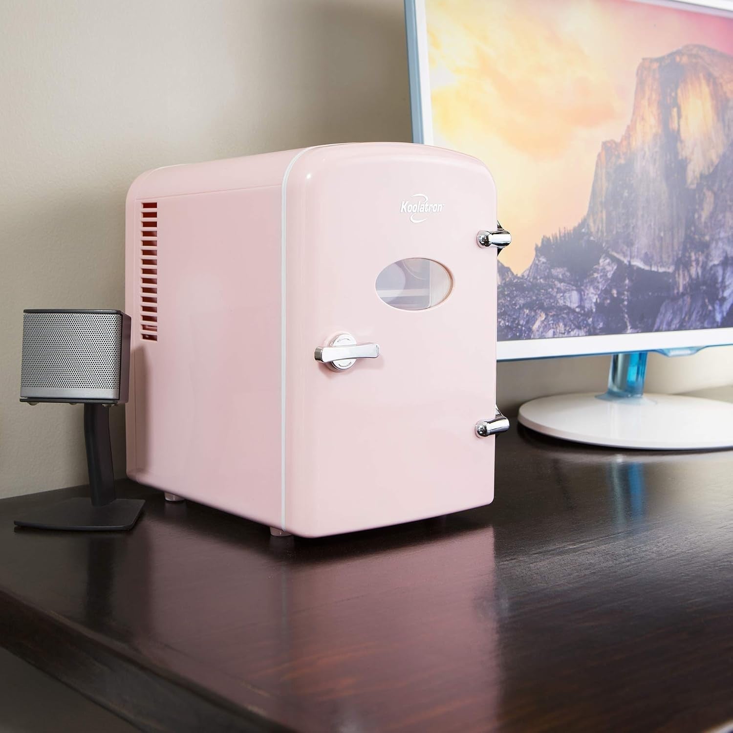 4L Mini Fridge Portable Retro Cooler Bedroom Office Travel Pink