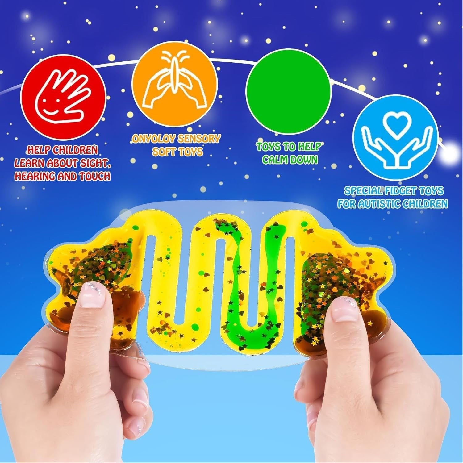 Liquid Motion Squeeze Tube Fidget Toy Glitter Stress Relief Sensory