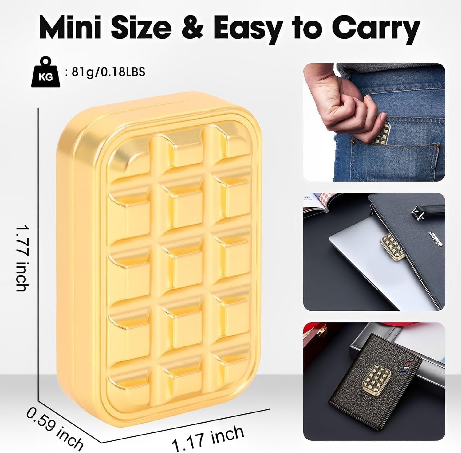 Gold Metal Fidget Slider Magnetic Clicker Anxiety Relief Pocket Toy