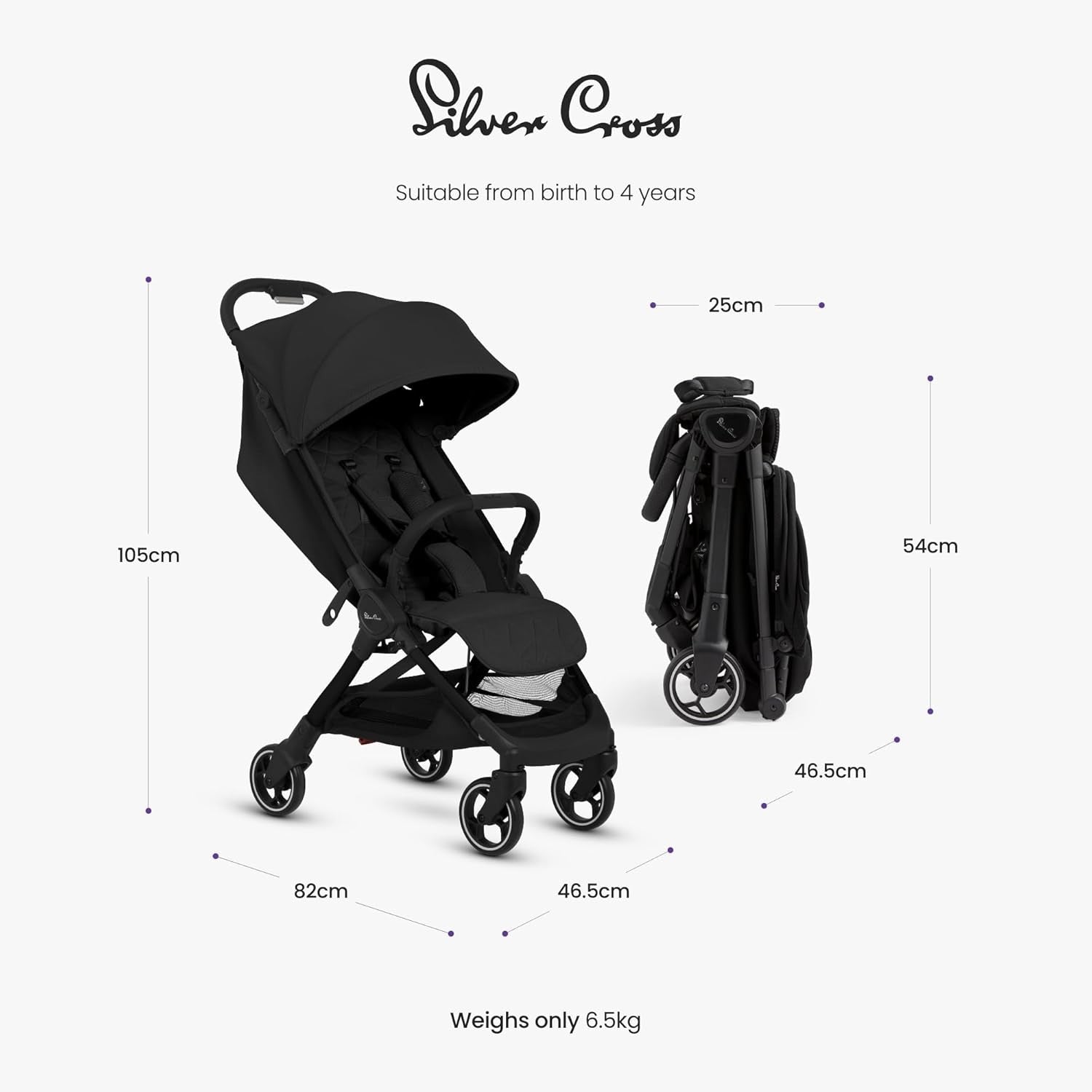 Ultra Compact Travel Pushchair One-Hand Fold Lie-Flat Newborn–4Y 22kg Space