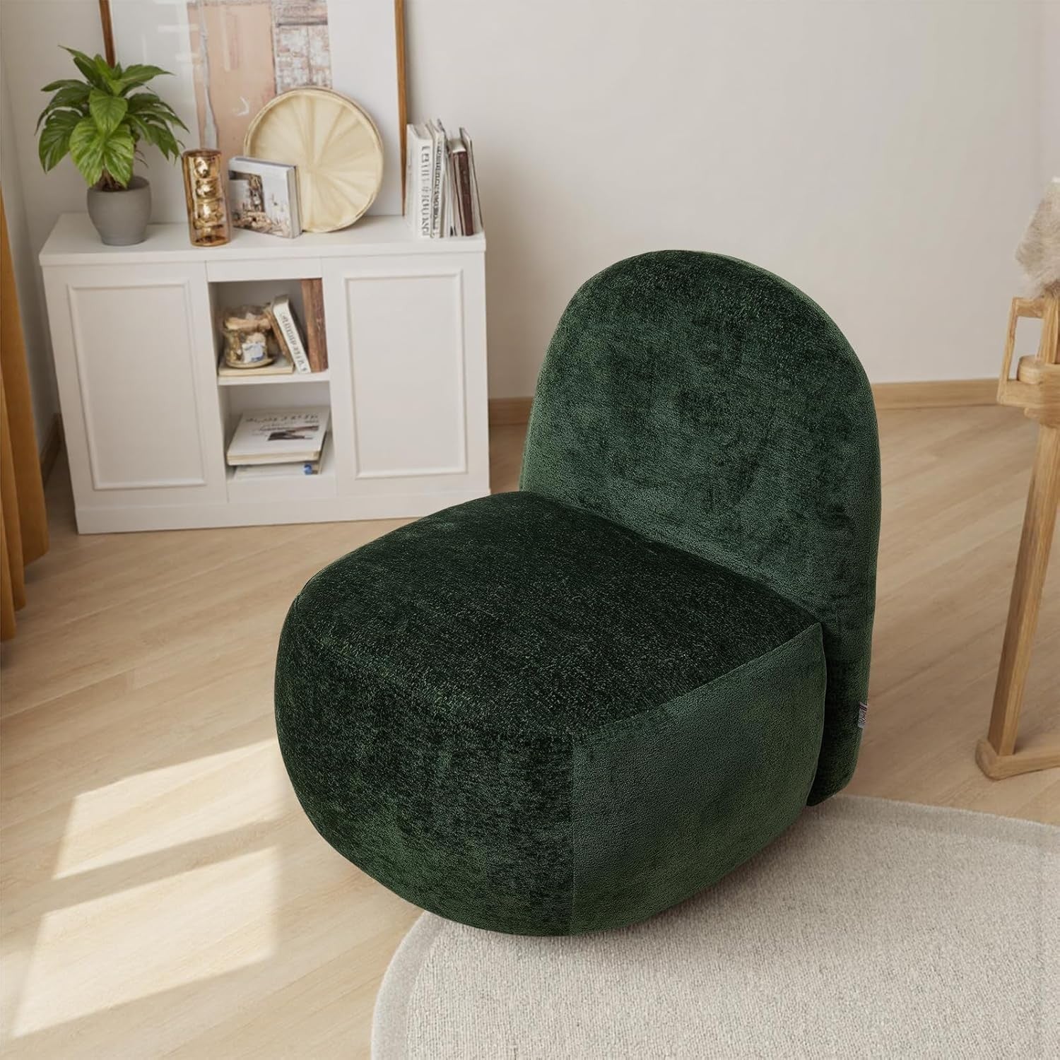Green Swivel Tub Chair Chenille Accent Armchair 360° Base