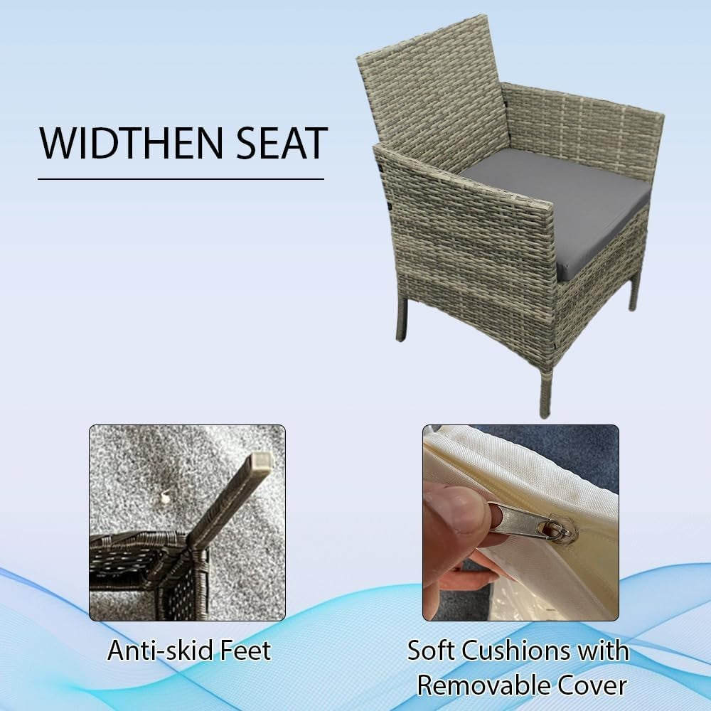 Outdoor Rattan Garden Sofa Set 4-Seater with Mixed Grey + Dark Grey Cushions