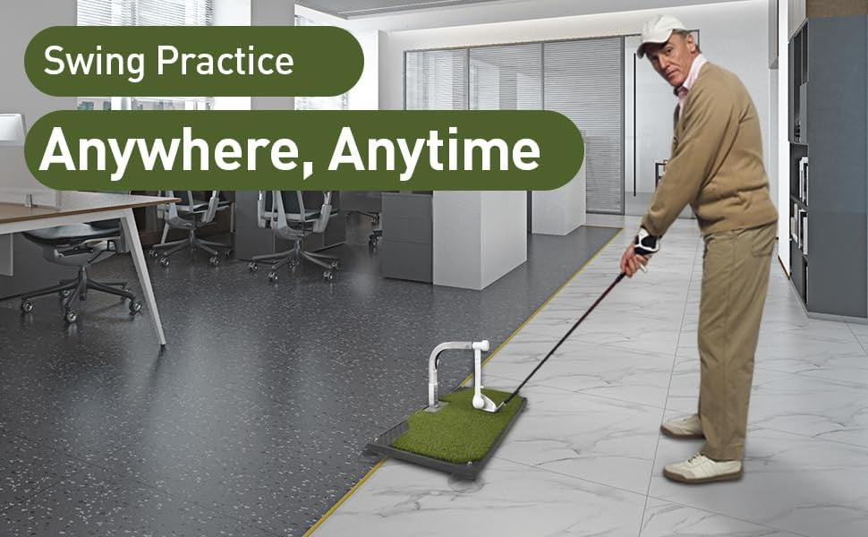 Golf Swing Trainer Mat with Arm Guide Practice Platform