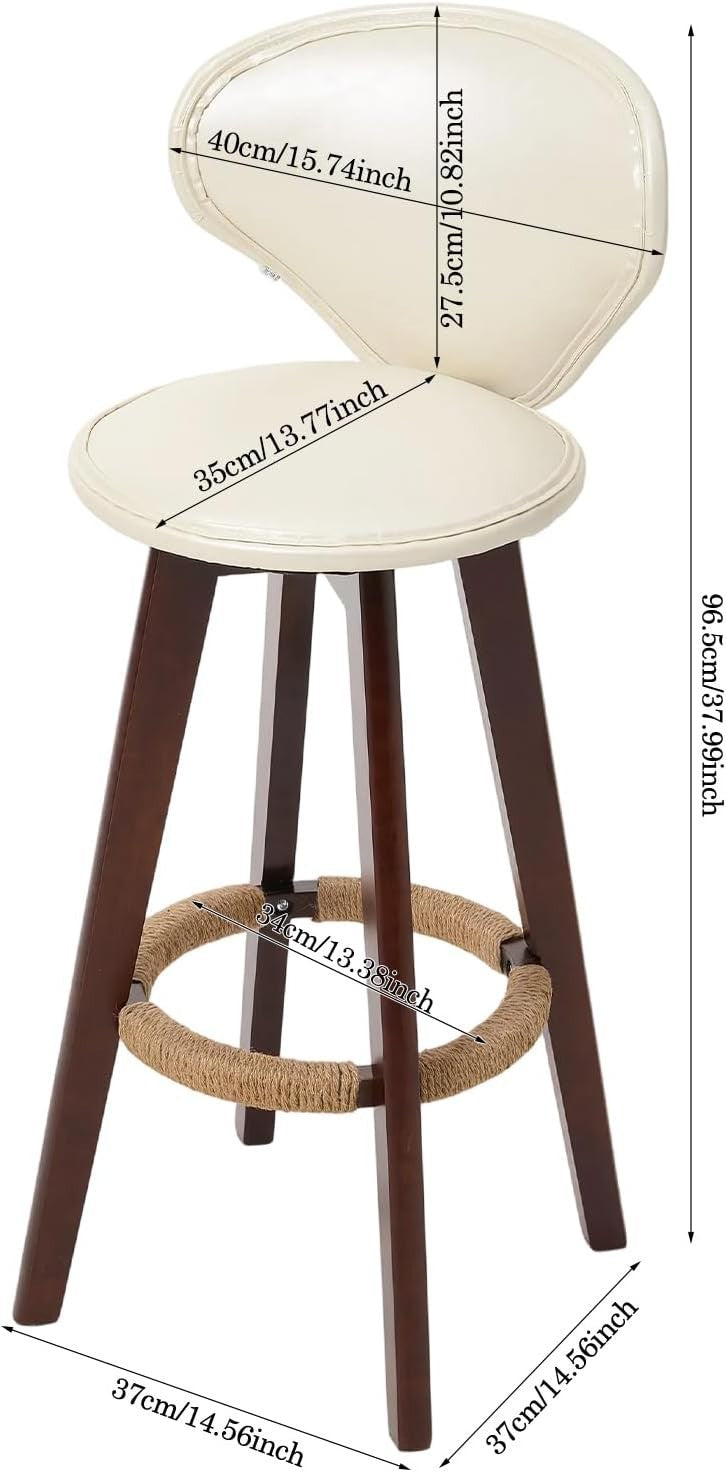 Swivel Bar Stools 2pcs Beige Faux Leather High Counter Kitchen Chairs