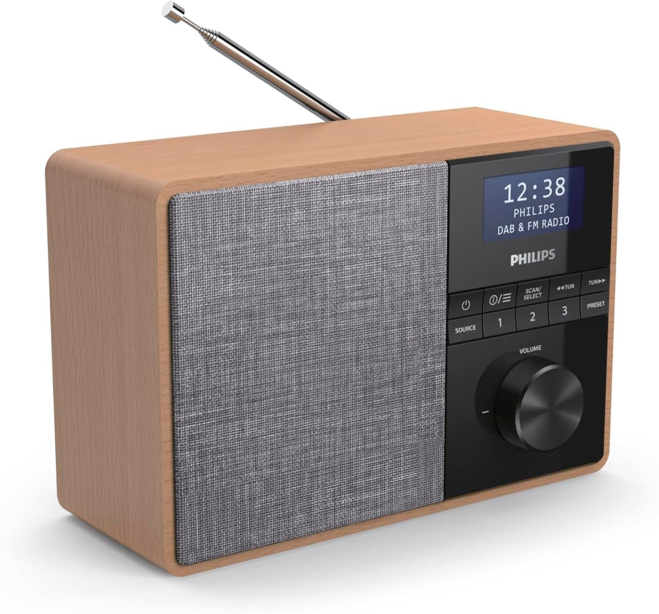 DAB+/FM Bluetooth Kitchen Radio Wooden Housing Portable Timer