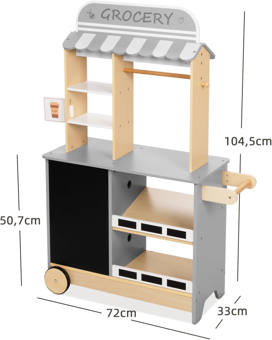 Kids Grocery Store Pretend Play Market Stand Cash Register 70+ Pieces