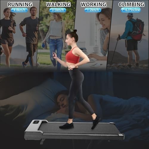 Under Desk Treadmill 4-in-1 Walking Running Pad Adjustable Incline Home