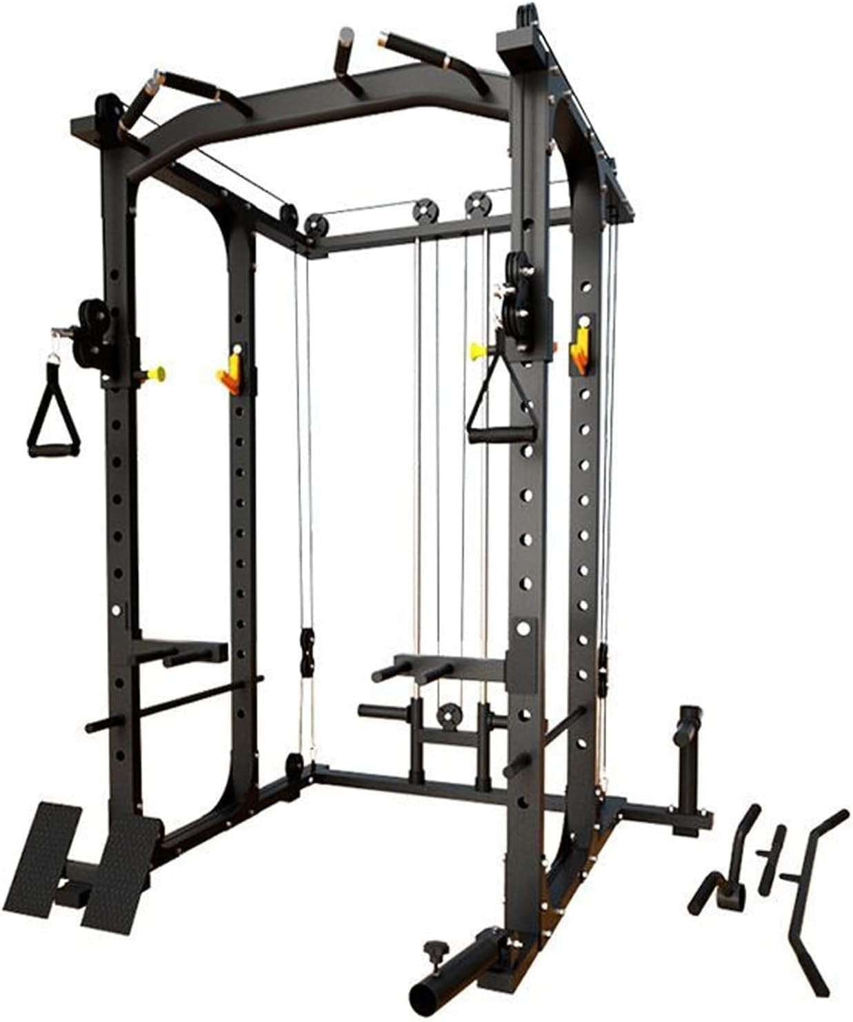 Modern Fitness Power Rack Squat Cage Cable Pulley System Red