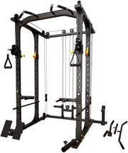 Modern Fitness Power Rack Squat Cage Cable Pulley System Red