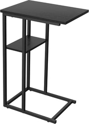 C-Shaped Narrow Side Table with Storage, Slide-Under Sofa Couch Bed