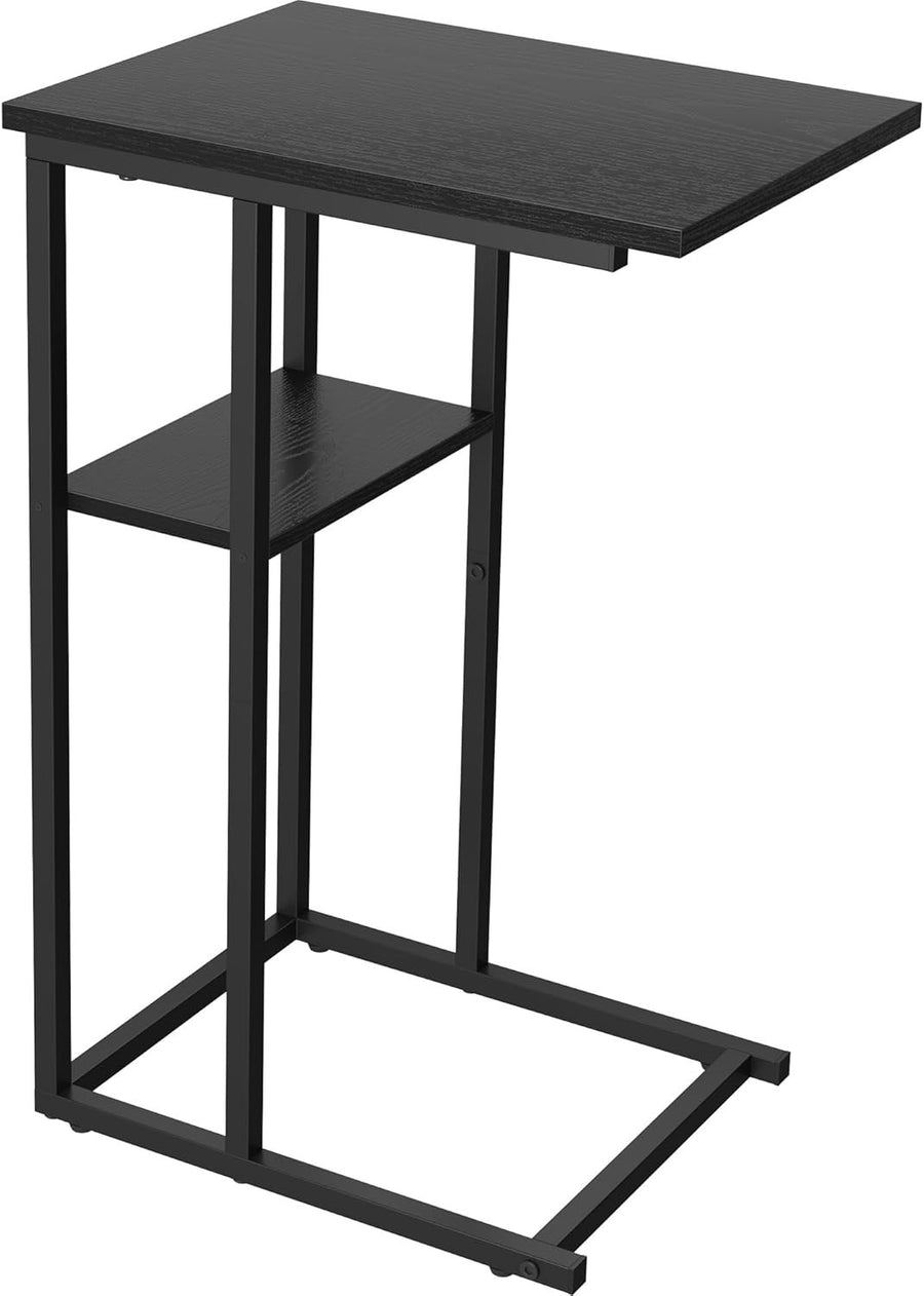 C-Shaped Narrow Side Table with Storage, Slide-Under Sofa Couch Bed