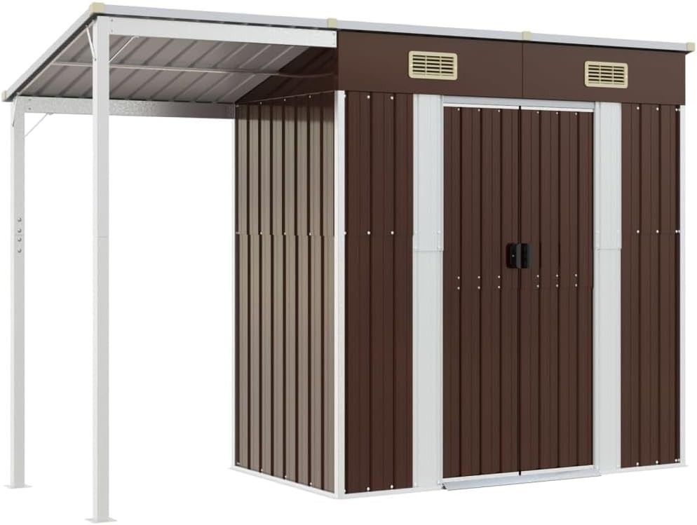 Metal Garden Shed Outdoor Tool Firewood Bike Storage 277x111x181cm
