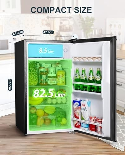 91L Under Counter Fridge Small Quiet Adjustable Energy-Efficient Black