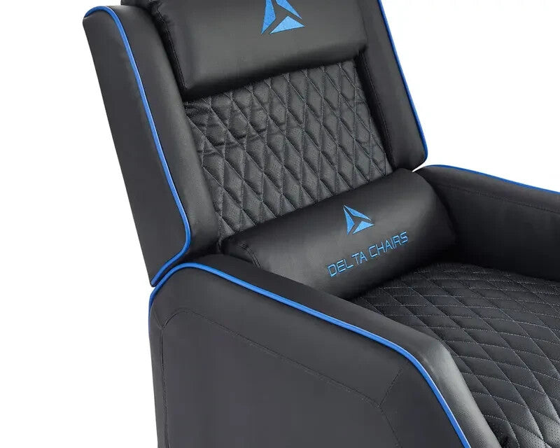Reclining Gaming Chair Faux Leather Armchair with Footrest Black Blue