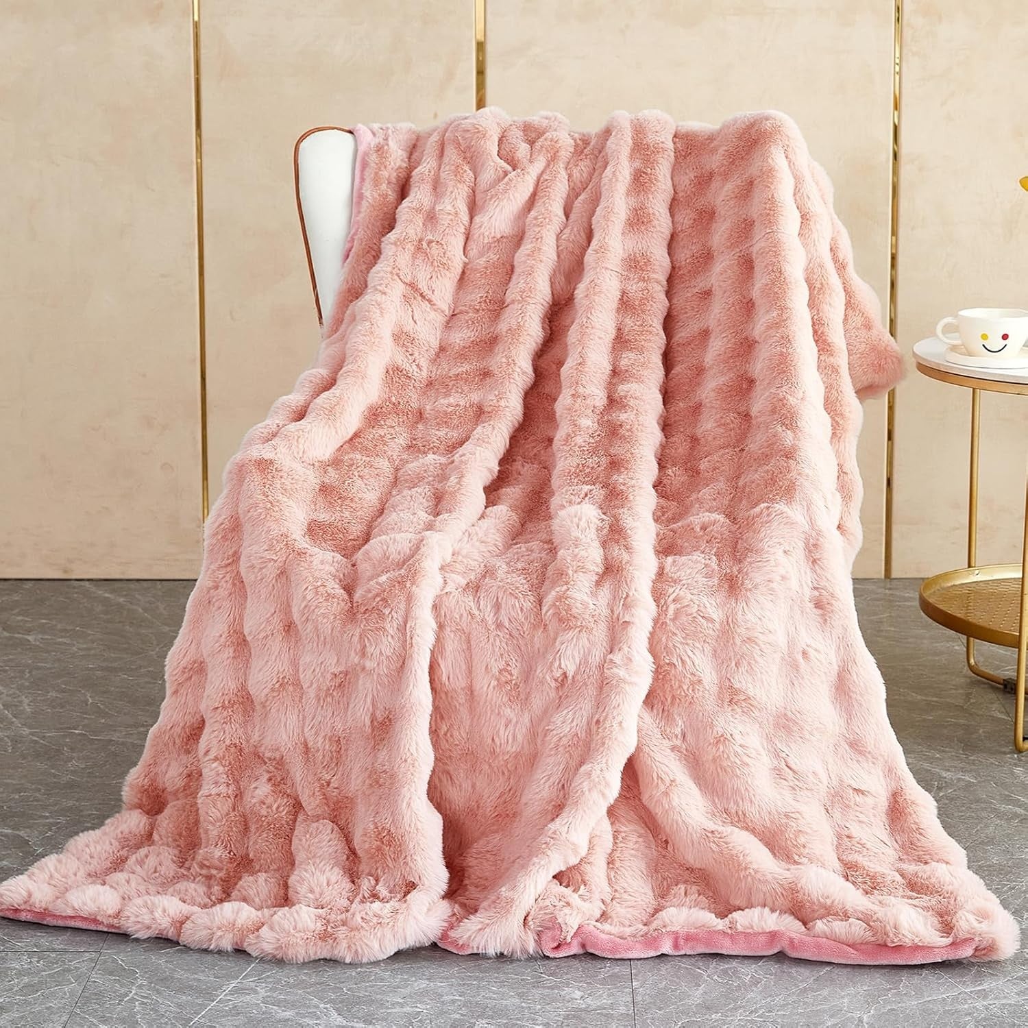 Luxury Thick Plush Fleece Throw Blanket Soft Warm Sofa Bed Pink 100x160cm