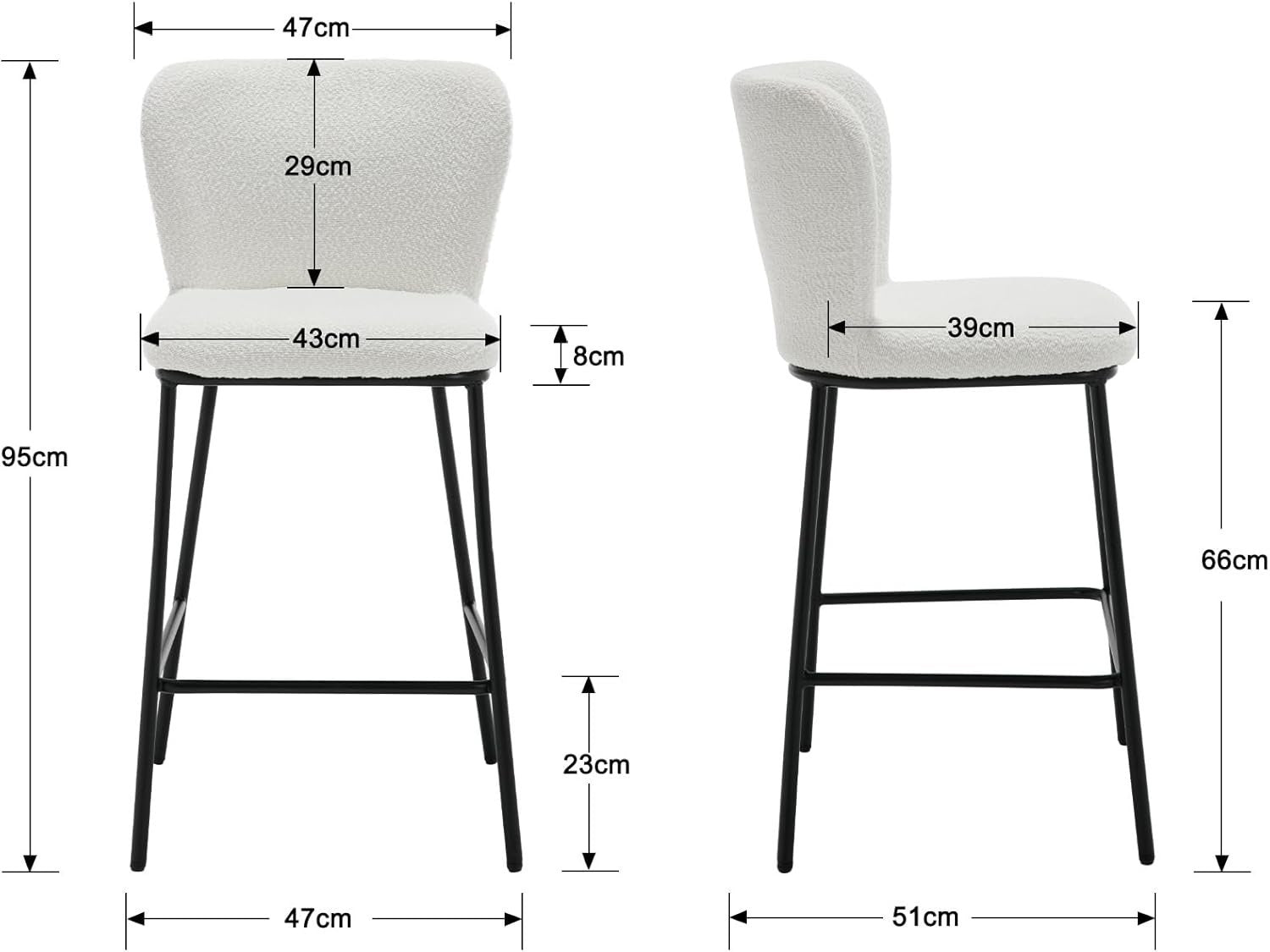 Grey Linen Bar Stool Set 2 – Upholstered High Counter Kitchen island Chairs