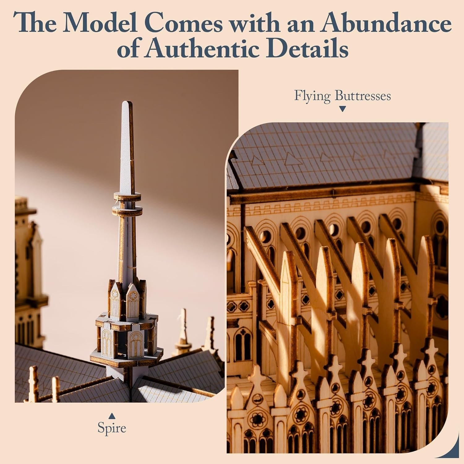3D Wooden Cathedral Puzzle Model Kit Landmark Building DIY Decor