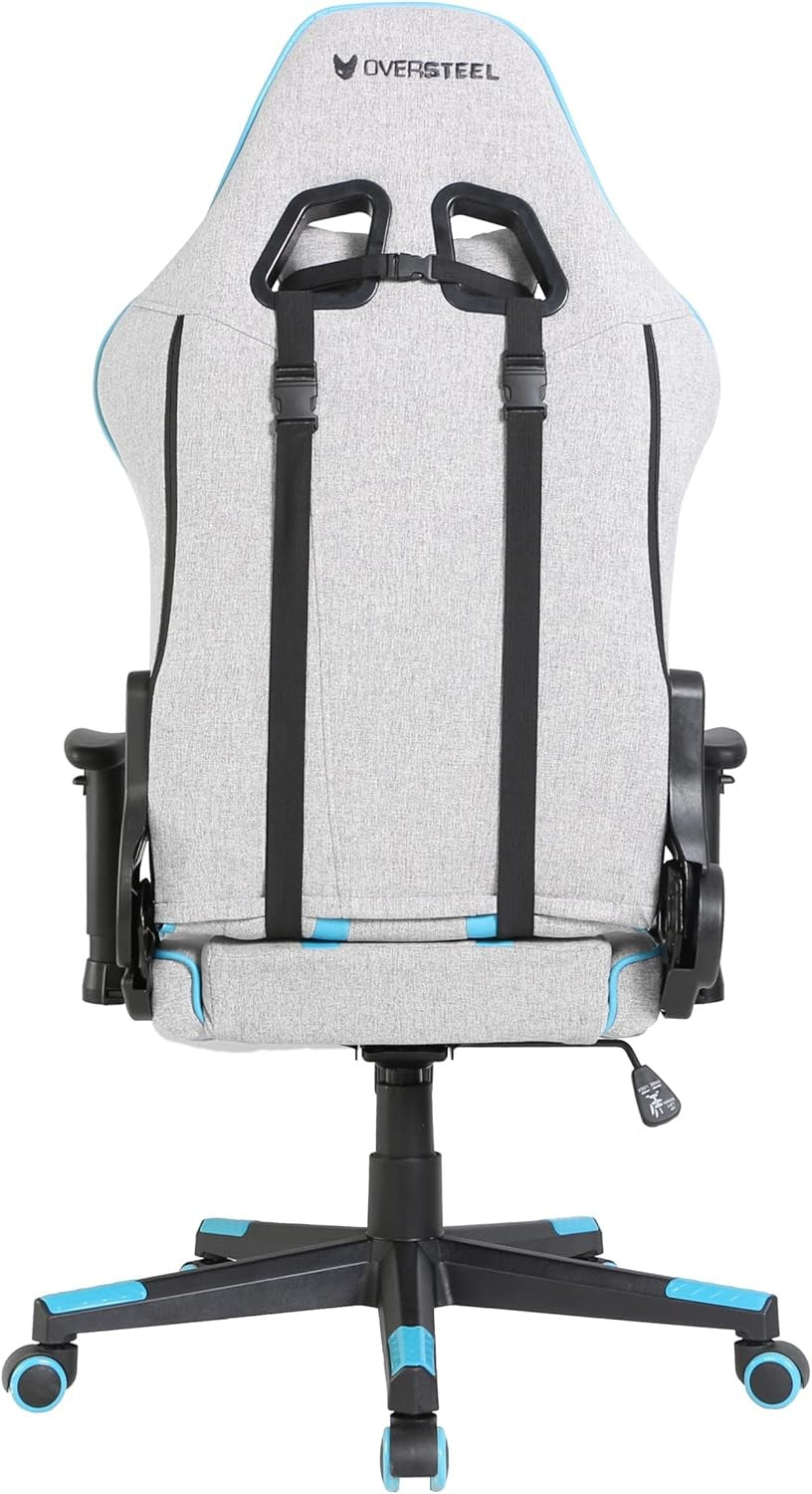 Professional Gaming Chair 180° Recline Fabric Grey Blue