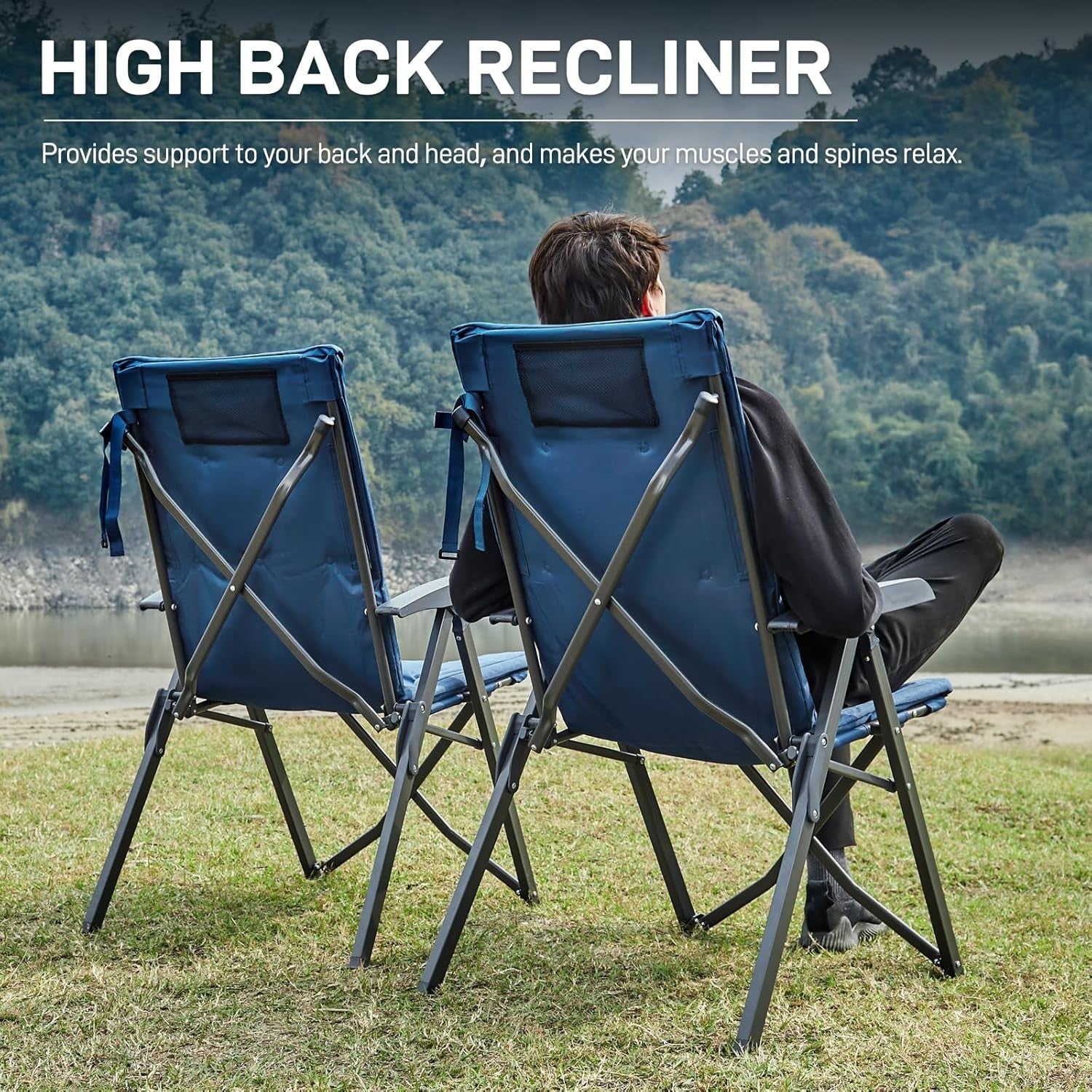 Luxury Folding Camping Chair | High Back Recliner, Padded & Heavy Duty