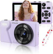 4K 64MP Digital Camera Dual Lens Compact Camera 18X Zoom Purple USB-C