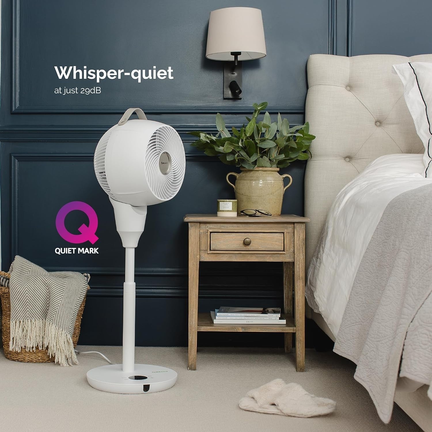 Silent 12-Speed Pedestal Cooling Fan w Remote Oscillating Air Circulator White