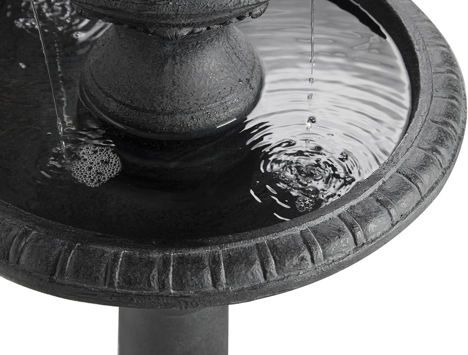84cm Solar Bird Bath Fountain | Double Tier Water Feature with LED Lights