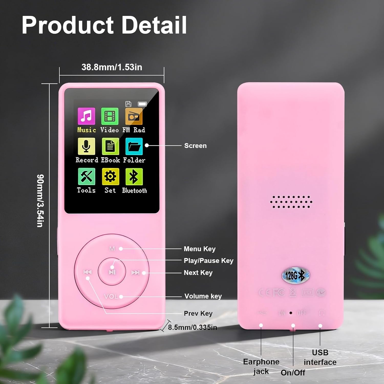 128GB MP3 Bluetooth 5.0 FM Radio Speaker E-Book