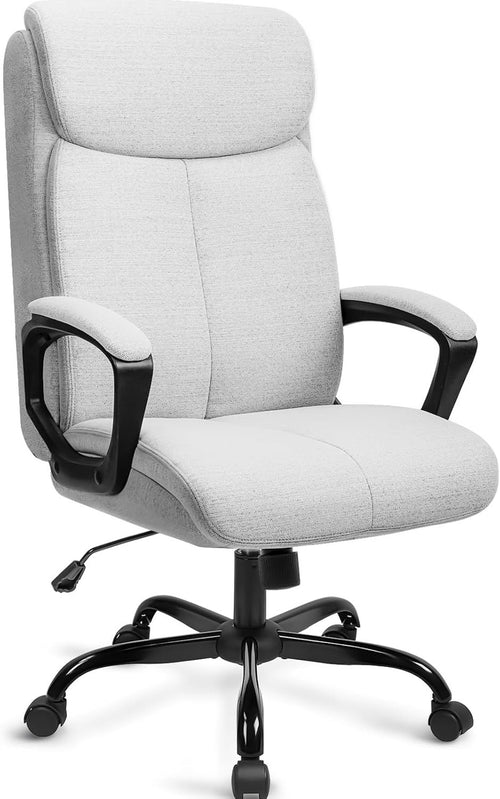 Ergonomic Grey Office Chair Adjustable Lumbar Support Cushion Back Fixed Armrest
