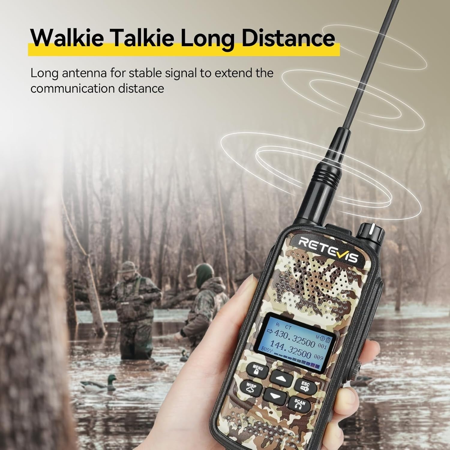 IP67 Waterproof Walkie Talkies Hunting Radio 2 Pack 2200mAh VOX