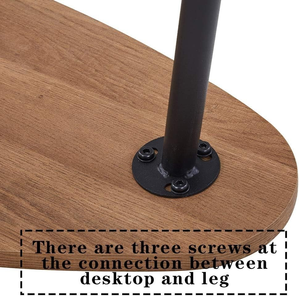 Walnut Triangle Coffee Table Set 2-Piece Modern Composite Top Metal Legs