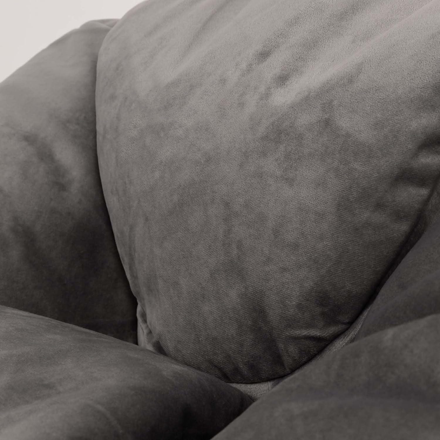 Luxury Velvet Bean Bag Chair with Footstool – Adult Gaming Seat Grey