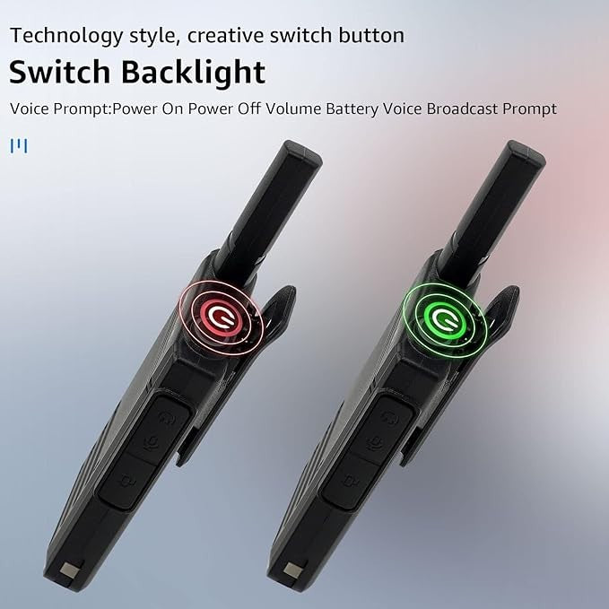 Ultra Slim Walkie Talkies 4 Pack USB-C VOX Earpiece Emergency Alarm