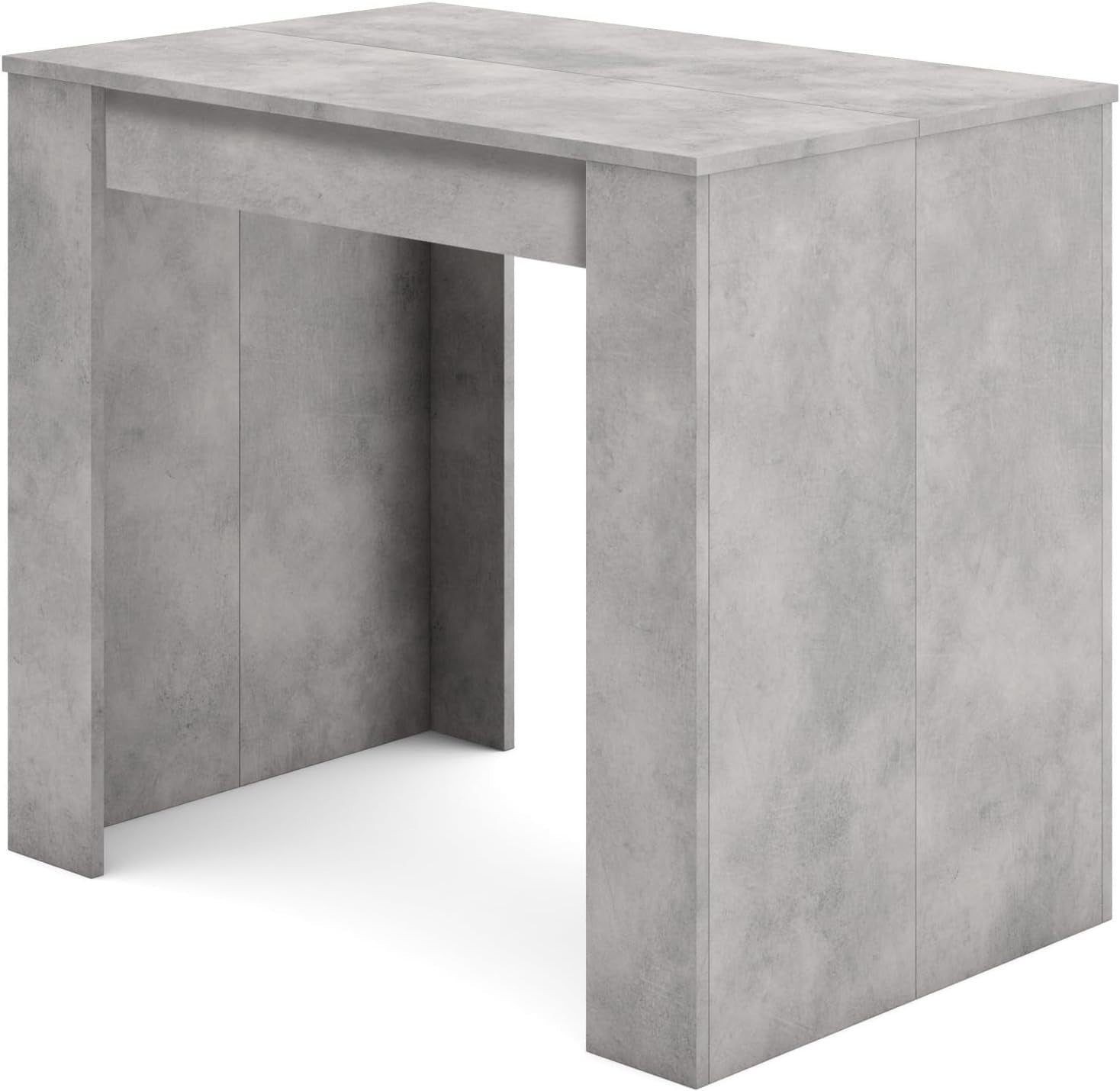 Extendable Folding Dining Table Console for 6 in Modern Concrete Grey