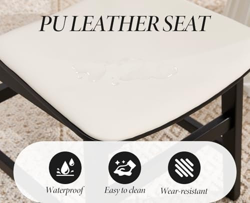 2 Pack PU Leather Dining Chairs Wooden Legs Mid Century Kitchen Seats