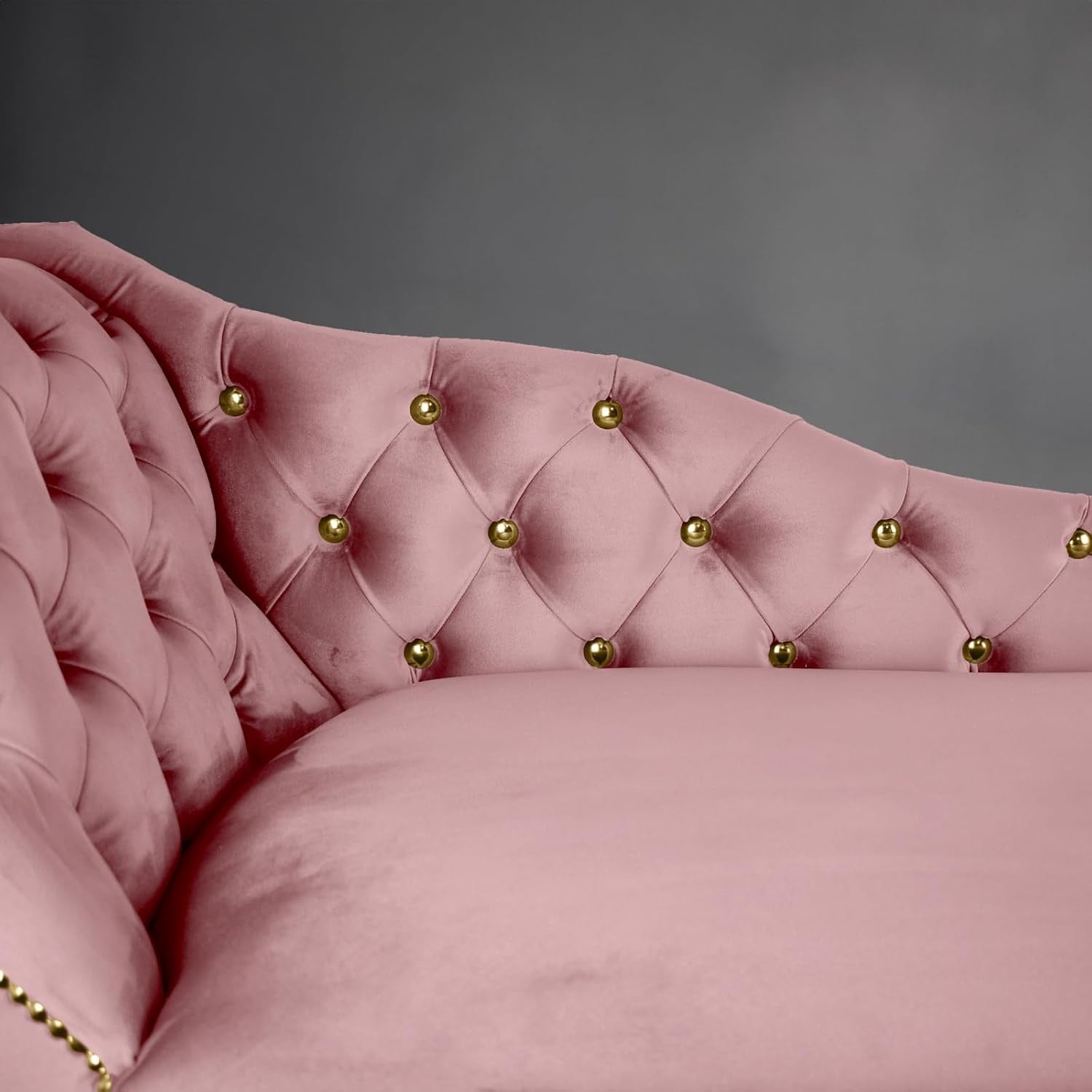 Velvet Chaise Lounge Sofa Tufted Accent Chair Left Hand Pink 133cm