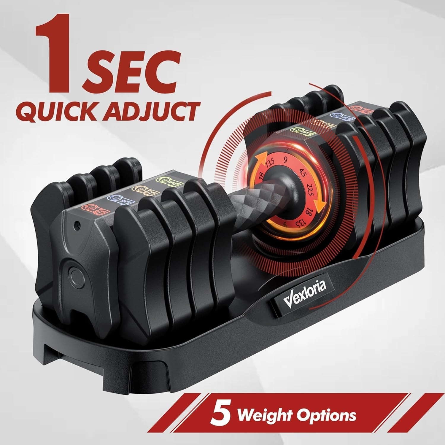 22.5LB Adjustable Dumbbell 5-in-1 Quick Adjust Single Home Gym Weight