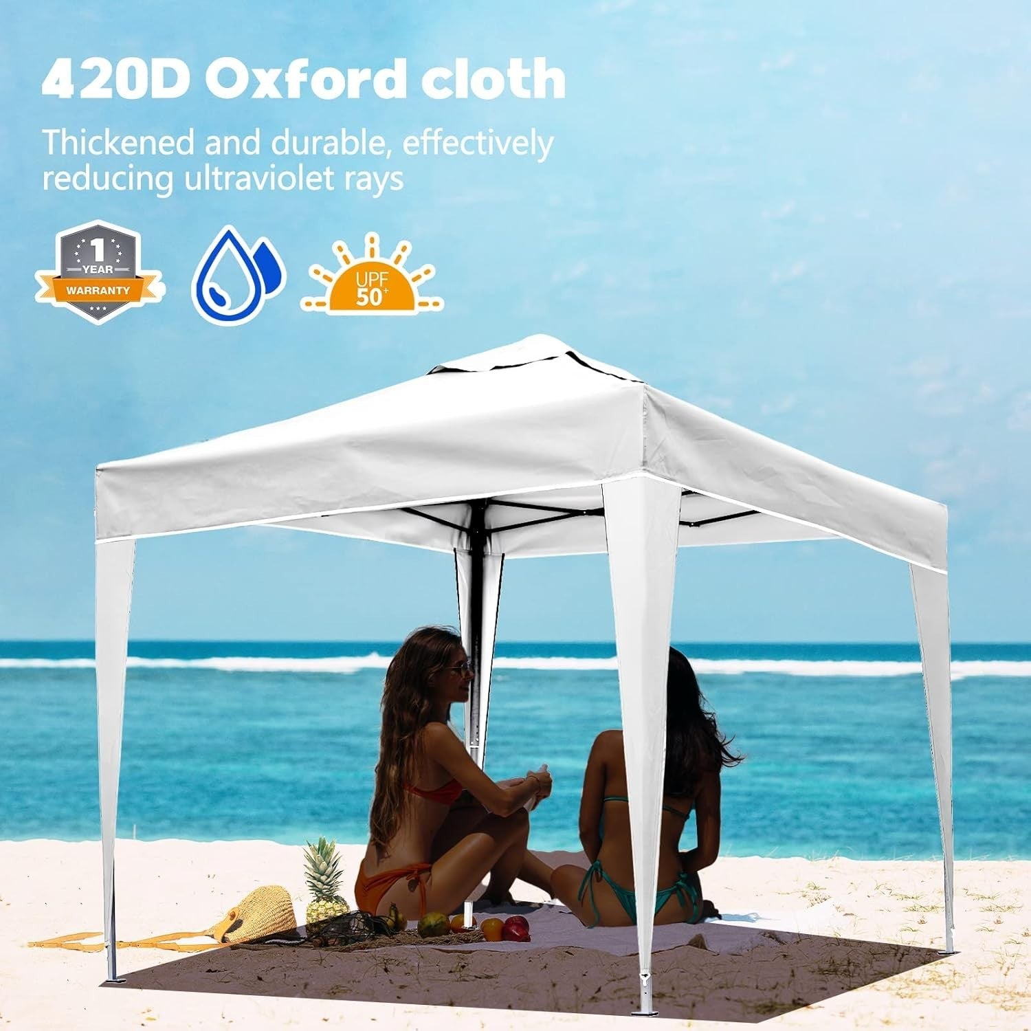 3x3M White Pop Up Gazebo With Removable Sides Waterproof Outdoor Tent