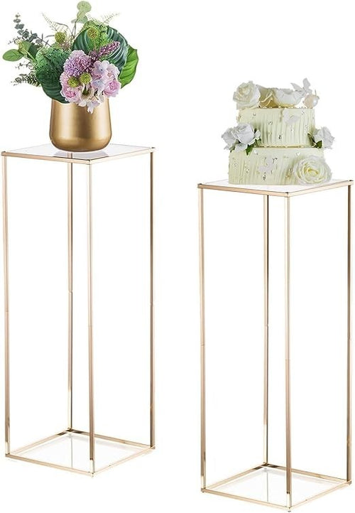 2 Pcs Gold Metal Flower Stands 80cm Tall Wedding Party Display Centerpieces