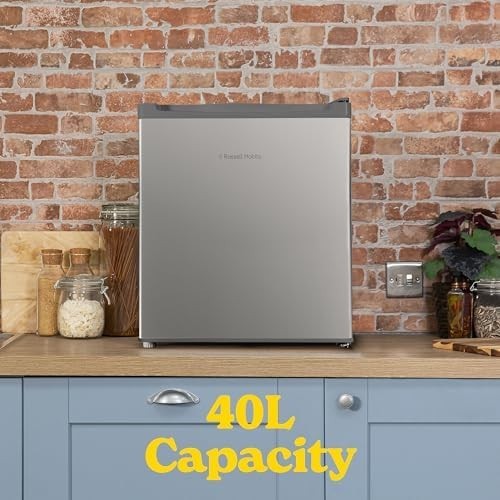 40L Mini Fridge Table Top Compact Larder Stainless Steel Silver