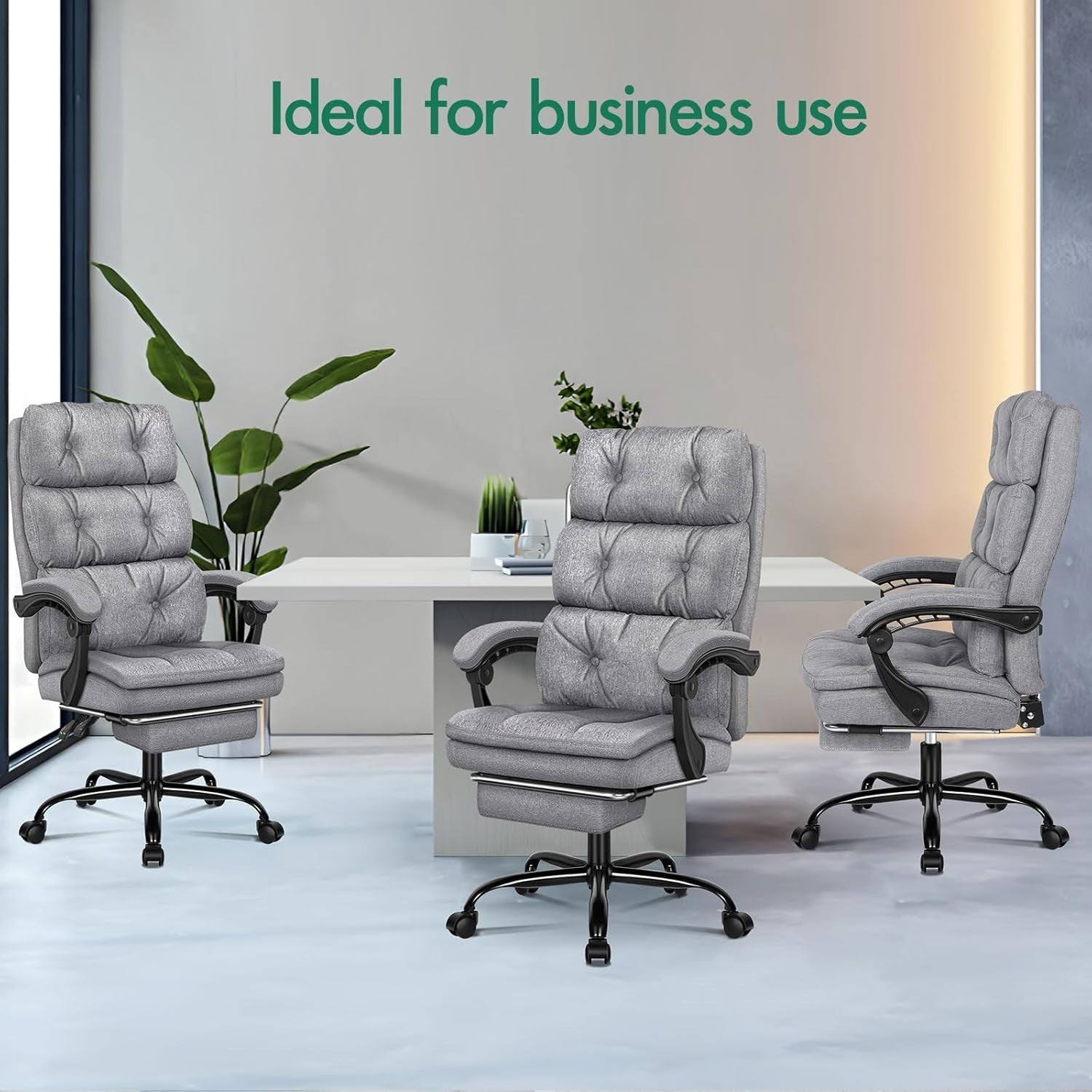 Executive Ergonomic Office Chair Recliner Footrest Swivel 180kg Max Weight Grey