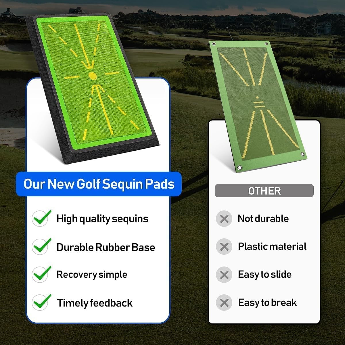 Golf Swing Mat Divot Board 12x17in Swing Path Trainer Indoor