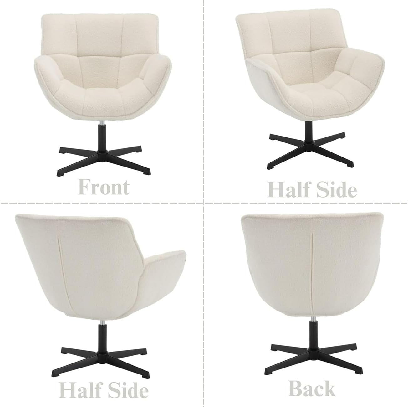 360° Swivel Faux Fur Accent Chair Tub Seat Lounge Chair for Living Bedroom