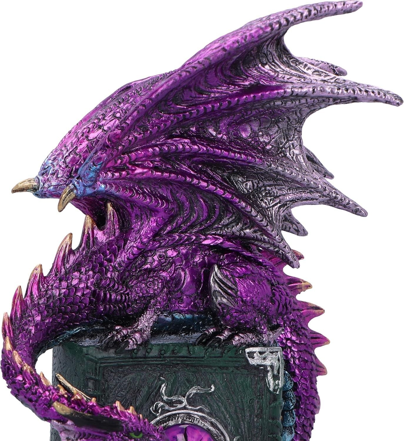 Purple Dragon Figurine 24cm on Spell Books | Hand-Painted Resin Mythical