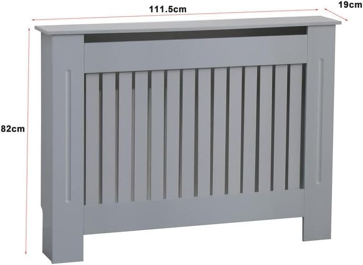 Large Grey Radiator Cover | Modern MDF Cabinet with Vertical Slats