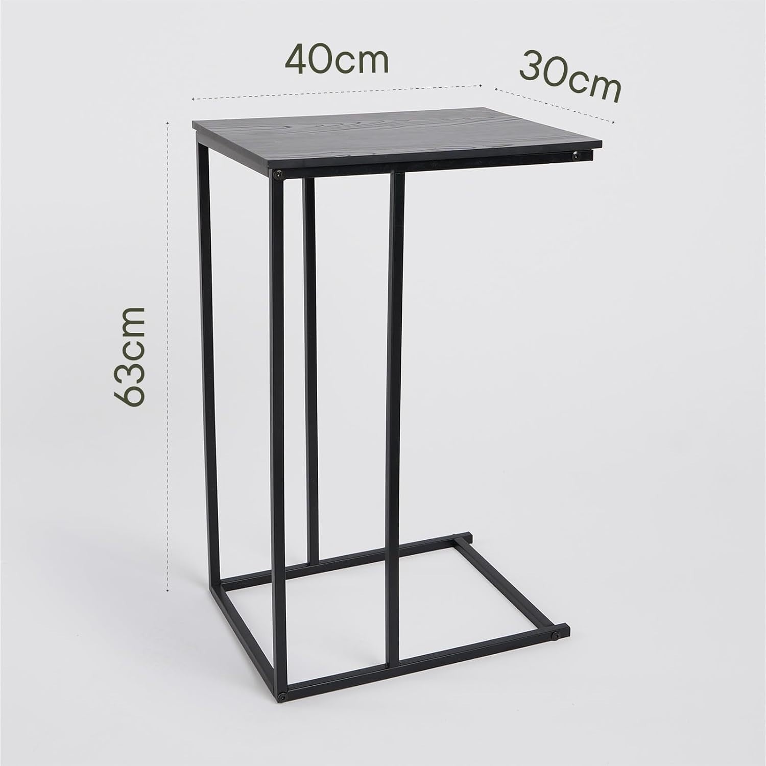 Black Marble C-Shaped Sofa Side Table – Space-Saving Modern End Table