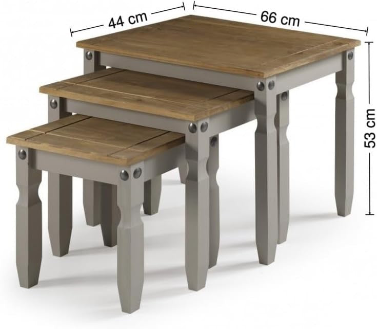 Pine Grey Wood End Side Table Rectangular 53cm H Bedroom Living Room Storage