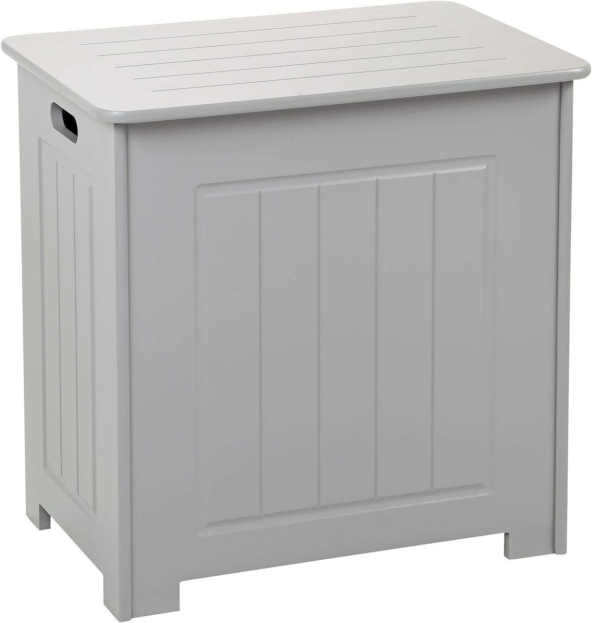 Bathroom Laundry Cabinet Chest Bin Grey Wooden Storage Hamper with Lid