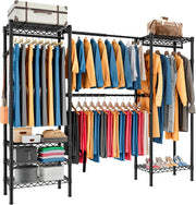 Expandable Heavy Duty Clothes Rail with Shelves – Black 180cm