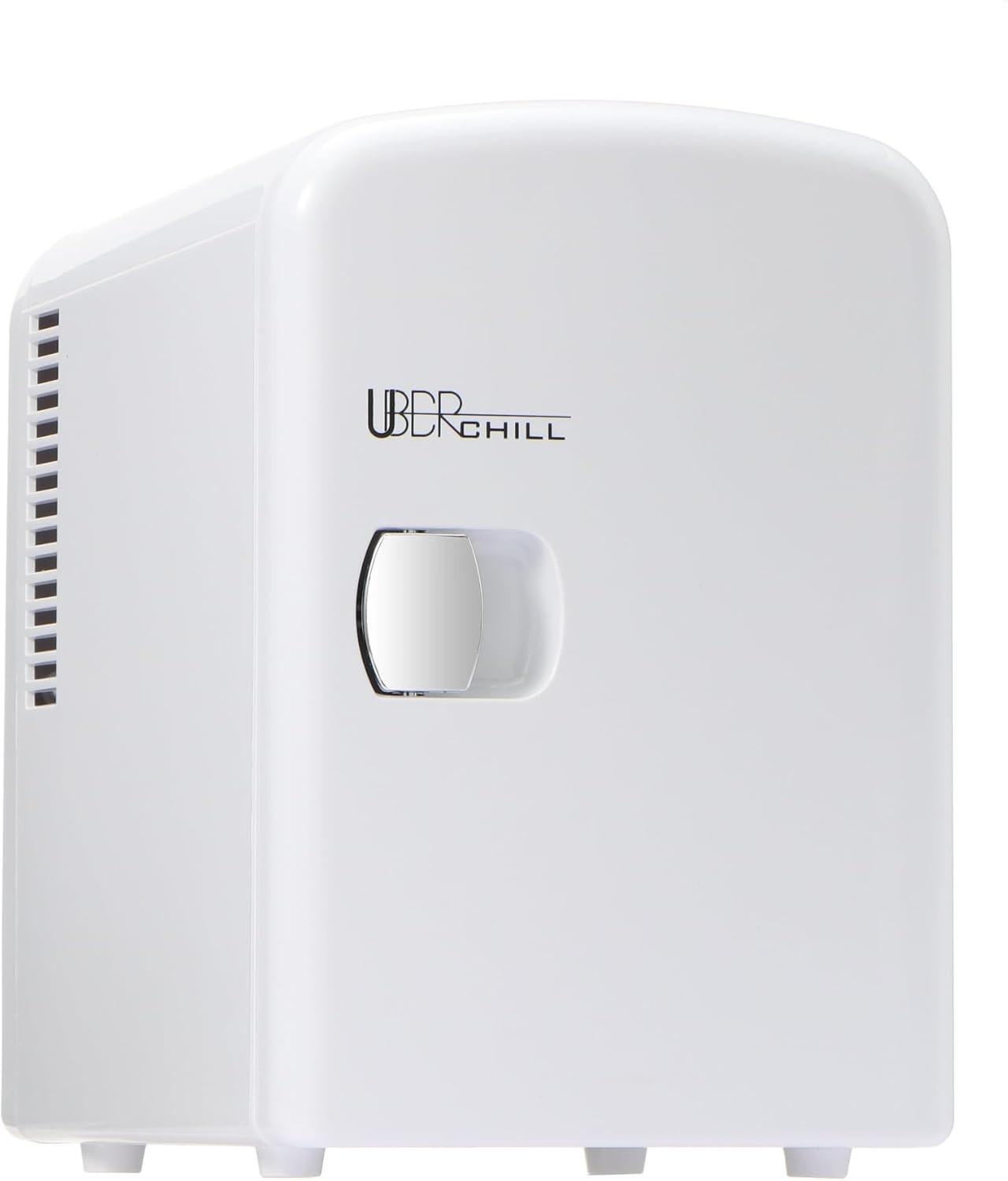 4L Mini Fridge Portable White Retro Cooler Heater AC/DC Use
